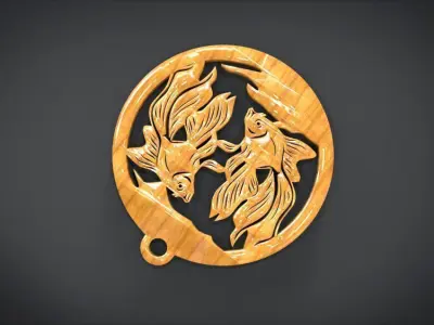 Wall decoration with Fish motif Low-poly 3D model
