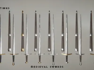 Modular Medieval Sword Asset Pack Low-poly 3D model