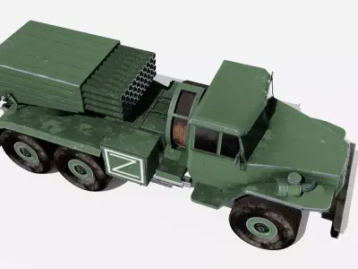 BM21 Russian Vehicle BM-21 Ural-375D Low-poly 3D model