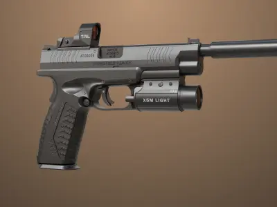 Pistol 06 Black Generic All PBR Unity UE Textures Included Low-poly 3D model