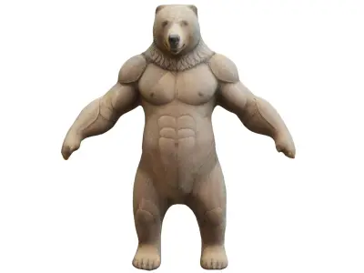 Muscular bear character Low-poly 3D model