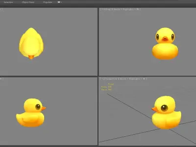 Cartoon little yellow duck - baby duck  Low-poly 3D model