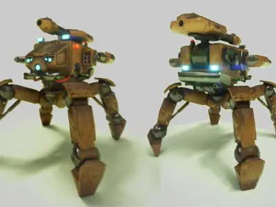 Sentinel 02 Quadruped military tank Free low-poly 3D model