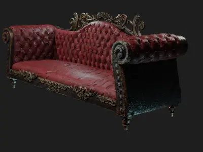 old leather sofa Low-poly 3D model