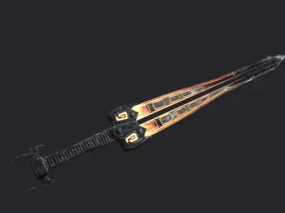 Fantasy Stylish Weapon- Flame Sword Low-poly 3D model