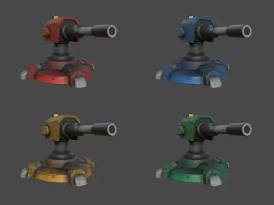 Turret gun Low-poly 3D model