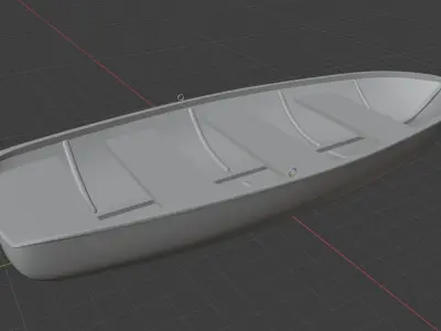 Old Wooden Paddle Boat 3D model