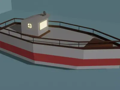 Boat Low-poly 3D model with stripe Low-poly 3D model