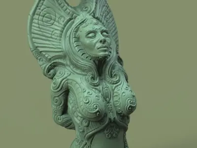 artifact4 female statue with wings and horns 3D print model