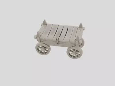Fantasy Wooden Dungeon Supply Cart for 3D print Low-poly 3D model