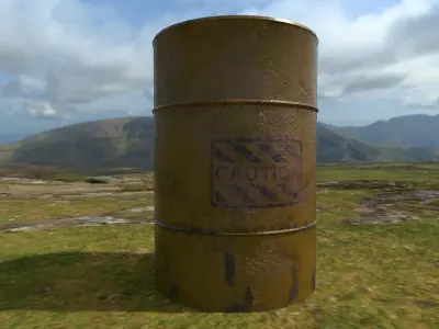 Industrial Metal Barrel Low-poly 3D model