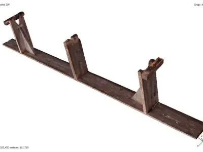 Old wooden bench 3D model
