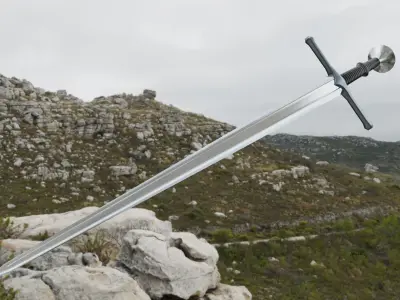 Lowpoly medieval longsword - PBR Low-poly 3D model