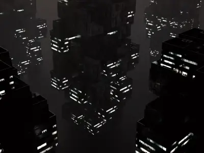 Sci fi night city building 4 Low-poly 3D model