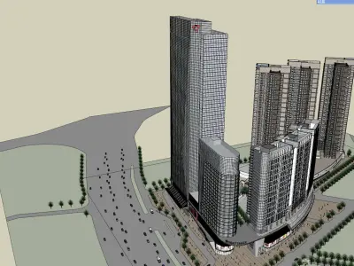 SU model of commercial and office apartment building 3D model
