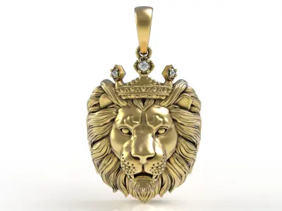 Lion with Crown Pendant 3D print model