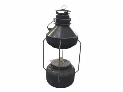 Vintage old oil lamp 3 3D model