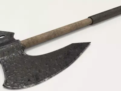 Old Hammered Axe Low-poly 3D model