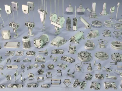 Industrial Kitbash 5 - 100 pieces 3D model