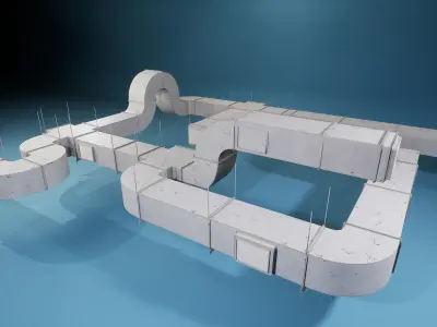 Game-ready PBR  Industrial Modular Vent System - Low poly Low-poly 3D model
