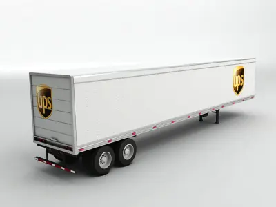 Box Trailer For Semi Truck UPS Low-poly 3D model