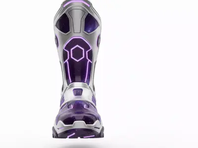 Cosmic Cyberpunk Combat Boot 3D Model Galactic Tech Footwear Low-poly 3D model