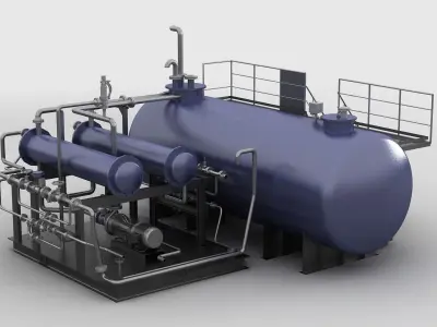 Boiler distillation valve water pump chlorination 3D model