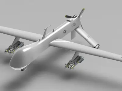 MK-01 Predator Drone - Detailed 3D Model  and Animation Projects Low-poly 3D model