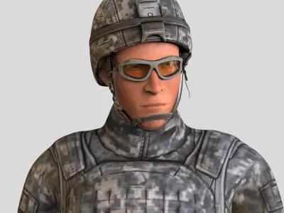 Military Soldier man Realistic Rigged Low-poly 3D model