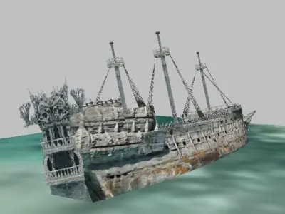 Ghost ship Low-poly 3D model