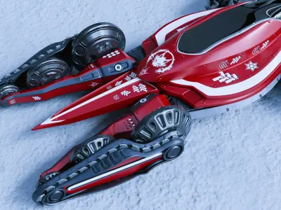 Futuristic Snow Terrain Combat Tank 3D model