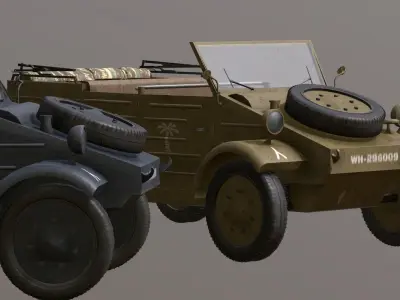 Kubelwagen Afrikakorps Grau Leib Wald camo pack 3D model