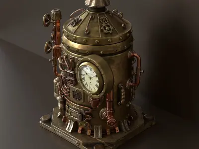 Steampunk desk clock box 3D model