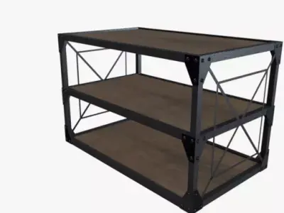 Industrial 3 rack table Low-poly 3D model