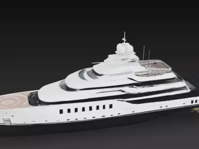 Modern Mega Luxury Super Yacht with Helipad 3D Model 3D print model