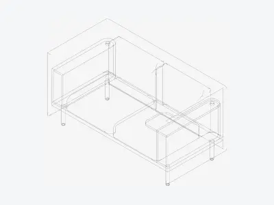 Sofa - Contemporary - Flame - Small - Armrest Shelf Low-poly 3D model purchase
