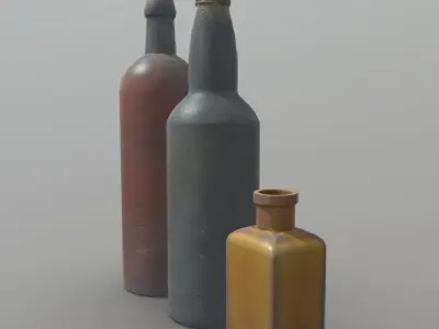 Bottles vintage Low-poly 3D model