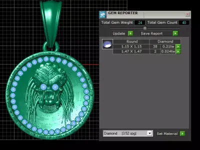 Futuristic Predator Ruby Medallion Pendant 3D print model