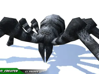 Low-Poly Black Evil Spider Rigged Animated 3d model Low-poly 3D model
