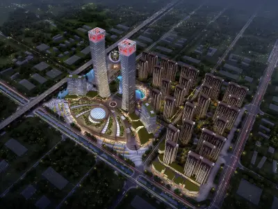 3Dmax fashion city commercial square building 113 3D model