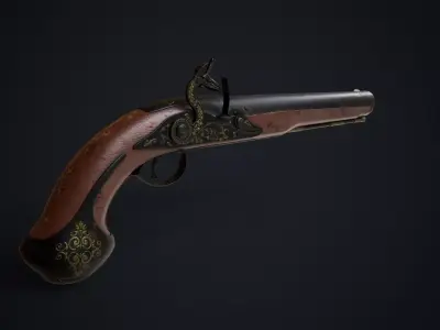 old flintlock gun Low-poly 3D model purchase