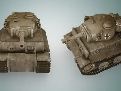 Mini Tiger Tank Low-poly 3D model