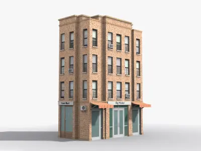 Apartment Building x21 Low-poly 3D model