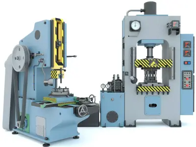 Industrial milling machine tool hydraulic press - Collection two 3D model