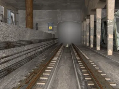 Abandoned Ghost Metro Subway Station In Horror Style 3D model