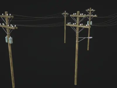 High Voltage Lines Low-poly 3D model
