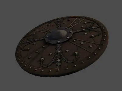 Ornamented shield Low-poly 3D model