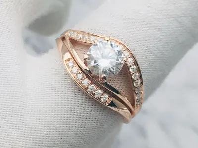 3DM Format Antique wedding ring set for women 3D print model