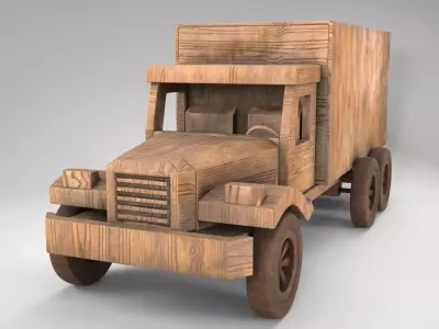 Wood Toy Truck 2 Low-poly 3D model