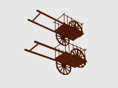 Hanley Sk Red River Cart Low-poly 3D model